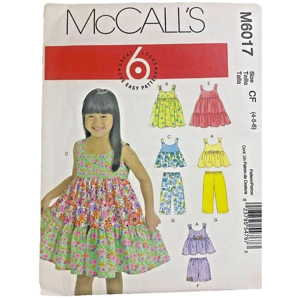 #M6017 McCalls Childs Top Dresses Shorts and Pants Sewing Pattern SIZE 4-6